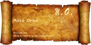 Máté Orbó névjegykártya
